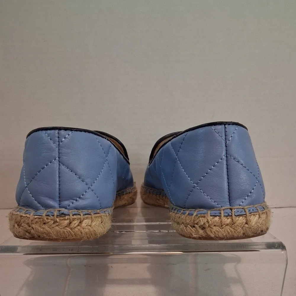 Talbots Blue Quilted Leather Cap Toe Espadrille Flats Shoes Womens 8.5M